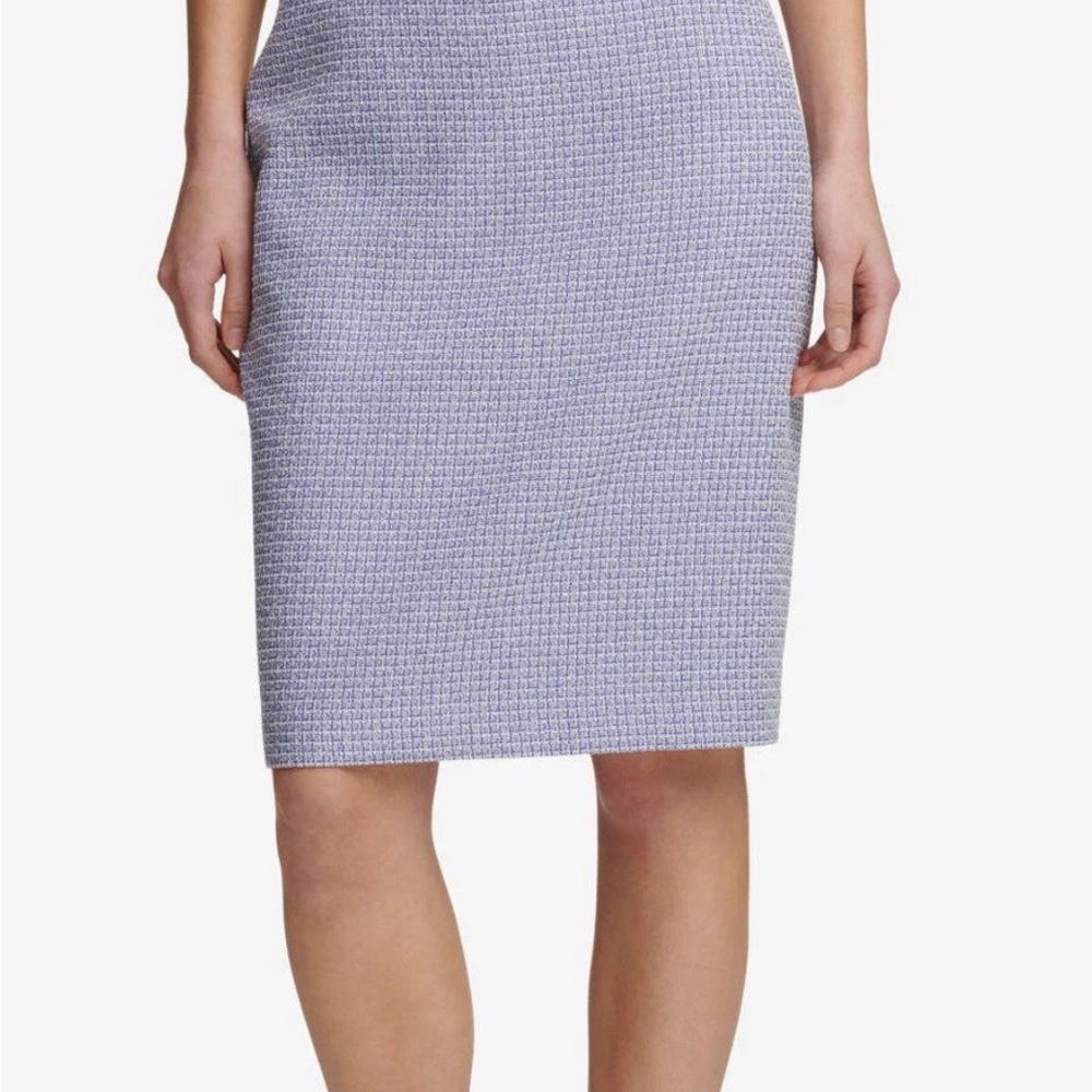 DKNY Pencil Skirt Size 12 Blue Tweed Career Office Workwear